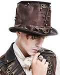 Devil Fashion Arkadius Mens Steampunk Top Hat - Brown