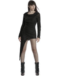 Punk Rave Daily Life Apocalyptic Gothic Asymmetric Broken Knit Hooded Dress