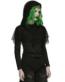 Punk Rave Womens Apocalyptic Wasteland Gothic Hooded Mesh Shawl Top