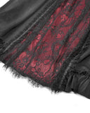 Dark In Love Womens Baroque Gothic Lace Layered Maxi Skirt - Black & Red