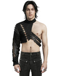 Punk Rave Mens Gothic Apocalyptic Punk Asymmetric One-Arm Harness Jacket