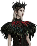 Punk Rave Womens Gothic Burlesque Feathered Shawl Cape - Black & Red