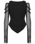 Punk Rave Womens Gothic Vampire Bat Printed Top With Fishnet Sleeves