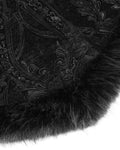 Eva Lady Womens Baroque Gothic Damask Winter Coat With Faux Faur Trims - Black