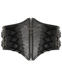 Eva Lady Womens Baroque Damask Gothic Buckled Crucifix Waist Cincher Corset