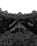 Punk Rave Daily Life Womens Long Gothic Crushed Velvet Applique Maxi Dress - Black