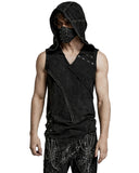 Punk Rave Mens Distressed Apocalyptic Gothic Asymmetric Hooded Tank Top Vest