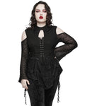 Punk Rave Womens Gothic Lace-Up Tunic Top - Extended Size Range