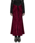 Punk Rave Daily Life Womens Long Gothic Velvet Applique Maxi Skirt - Red