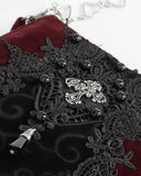 Devil Fashion Womens Gothic Crucifix Lace Applique Handbag - Red Velvet