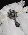 Devil Fashion Chiffon Lace Jabot Cravat - White