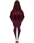 Punk Rave Daily Life Womens Velvet Gothic Lolita Hooded Split Tails Bolero Cape - Red