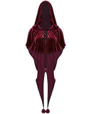 Punk Rave Daily Life Womens Velvet Gothic Lolita Hooded Split Tails Bolero Cape - Red