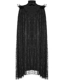 Eva Lady Long Gothic Beaded & Feathered Lace Cloak Cape