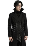 Punk Rave Mens Long Industrial Gothic Punk Studded Trench Coat