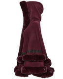 Punk Rave Daily Life Womens Plush & Faux Fur Hooded Winter Cloak - Red