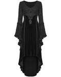 Punk Rave Womens Dark Gothic Velvet Applique Fishtail Dress