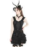 Dark In Love Womens Gothic Crucific Cobweb Jacquard Corset Top