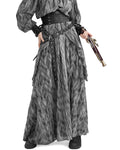 Devil Fashion Womens Long Victorian Steampunk Straps Maxi Skirt - Grey & Black