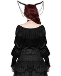 Dark In Love Womens Gothic Victorian Baroque Jacquard Velvet & Lace Blouse Top