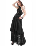 Devil Fashion Womens Long Gothic Punk Lace Up Strapping Maxi Dress