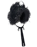 Eva Lady Womens Dark Gothic Lolita Feathered Rose Bonnet Hat