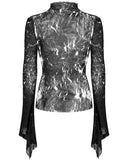 Punk Rave Womens Apocalyptic Gothic Crimped Chiffon Top