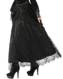 Dark In Love Womens Long Gothic Velvet & Lace Layered Maxi Skirt