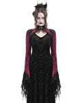 Eva Lady Womens Gothic Split Tails Velvet & Mesh Bolero Shrug Top - Red & Black