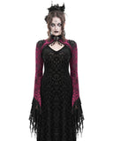 Eva Lady Womens Gothic Split Tails Velvet & Mesh Bolero Shrug Top - Red & Black