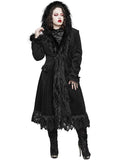 Punk Rave Womens Gothic Winter Fur & Lace Trimmed Hooded Coat - Extended Size Range