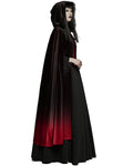 Punk Rave Womens Gothic Gradient Velvet Cloak - Black & Red