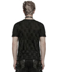 Punk Rave Mens Apocalyptic Gothic Shredded & Studded Broken Knit T Shirt Top