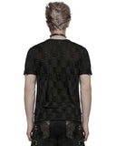 Punk Rave Mens Apocalyptic Gothic Shredded & Studded Broken Knit T Shirt Top