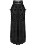 Eva Lady Womens Long Gothic Rose Velvet & Lace Embellished Maxi Skirt - Black