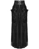 Eva Lady Womens Long Gothic Rose Velvet & Lace Embellished Maxi Skirt - Black