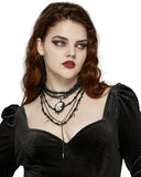 Punk Rave Womens Gothic Cameo Crucifix Beaded Necklace