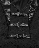 Punk Rave Mens Dark Victorian Gothic Damask Jacquard Waistcoat Vest - Black