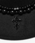 Punk Rave Daily Life Womens Gothic Beaded Wide Brim Fedora Hat - Black