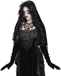 Eva Lady Womens Dark Gothic Velvet Hooded Cape With Gloved Sleeves