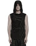 Punk Rave Mens Apocalyptic Gothic Spliced & Shredded Hooded Tank Top Vest