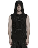 Punk Rave Mens Apocalyptic Gothic Spliced & Shredded Hooded Tank Top Vest