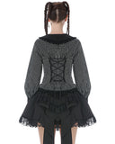 Dark In Love Womens Gothic Peter Pan Collar Striped Blouse Top