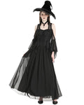 Dark In Love Long Dark Gothic Lace Cold Shoulder Maxi Dress