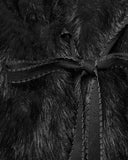 Punk Rave Womens Long Gothic Faux Fur Asymmetric Hooded Winter Cloak - Black