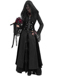 Devil Fashion Womens Long Gothic Fringed Hood Cloak Coat - Black