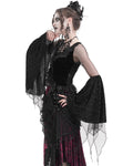 Eva Lady Womens Gothic Velvet & Flocked Damask Mesh Lace Applique Top