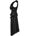 Punk Rave Womens Long Gothic Rose Jacquard 2 Piece Waistcoat Vest With Faux Fur Trim