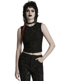 Punk Rave Womens Apocalyptic Punk Shredded Broken Knit Tank Top Vest