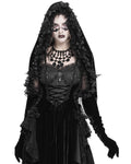 Eva Lady Womens Dark Gothic Velvet Hooded Cape With Gloved Sleeves